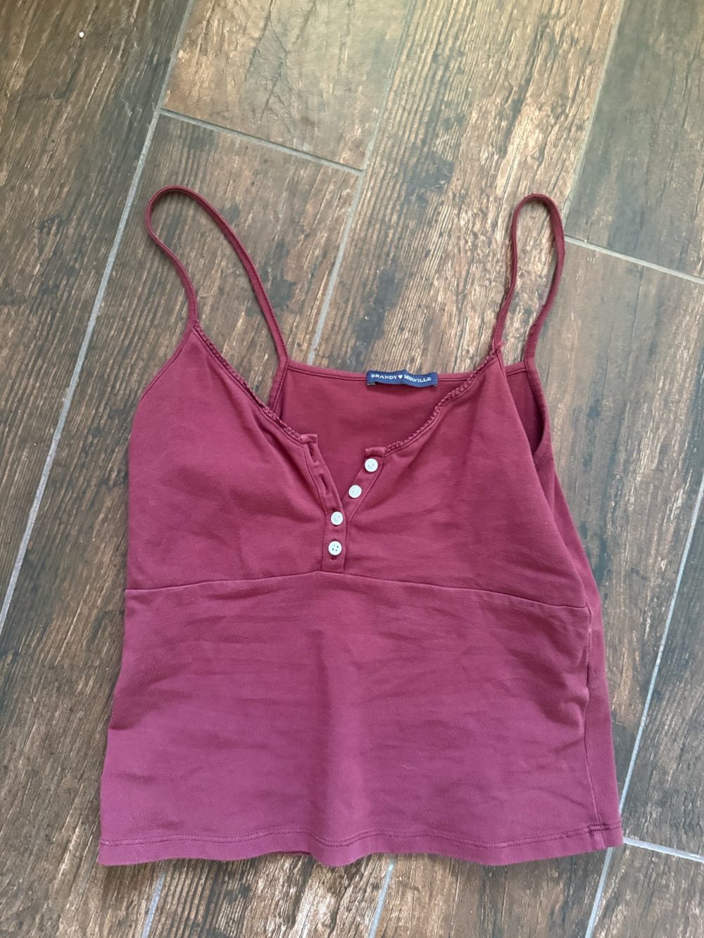 Brandy Melville Wine Red Ribbed Button-Front Cami